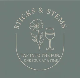 Sticks & Stems logo: a poppy and a wine glass inside an arch
